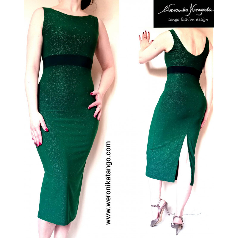 Pencil evening dress with glitter