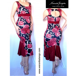 Pencil dress with the frill