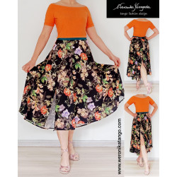 Wide dancing dress with silky skirt