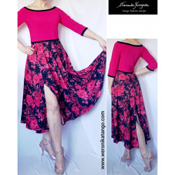 Wide dancing dress with silky skirt