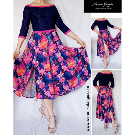Wide dancing dress with silky skirt