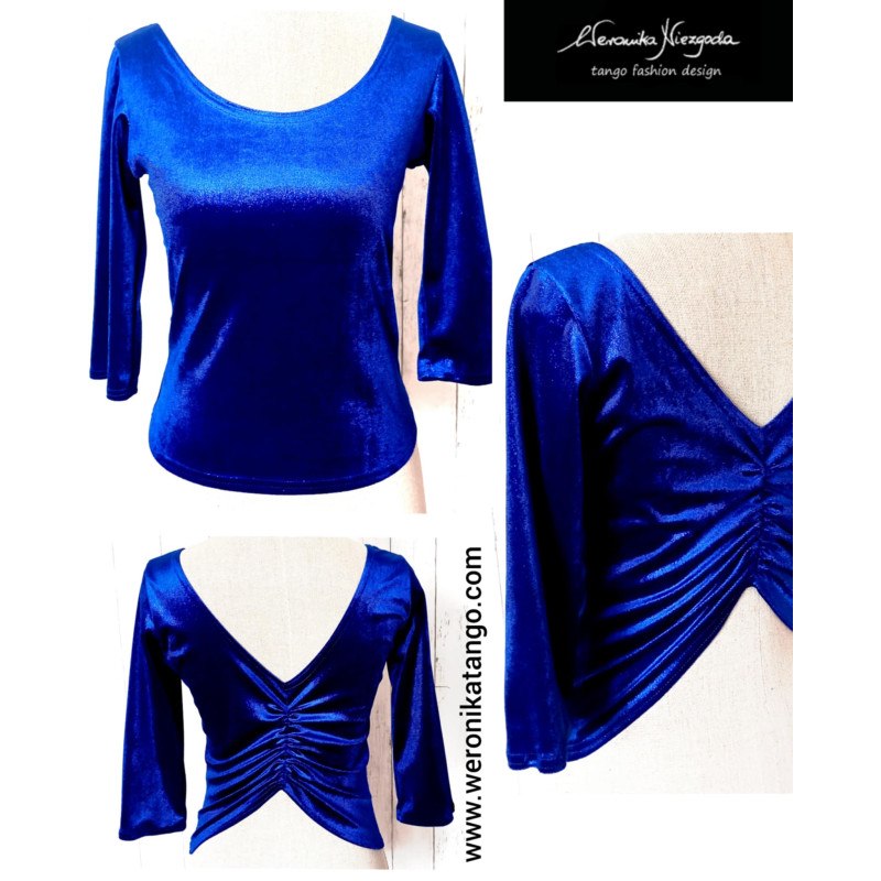 Velvet top with ruffles at the back
